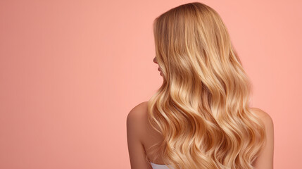 Golden Locks: A woman with long, flowing blonde hair, captured from behind. This image conveys an air of mystery, beauty, and the delicate allure of a golden mane.