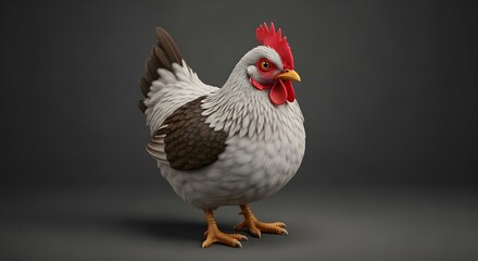 Naklejka premium Detailed Studio Shot of a Grey and Brown Hen