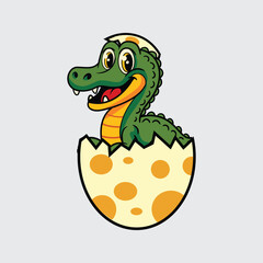Cute baby Baryonyx Dinosaur isolated cartoon illustration with light background