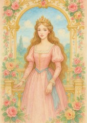 Naklejka premium Elegant princess in vintage illustration.