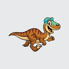 Funny Edmontosaurus Dinosaur isolated cartoon illustration with light background