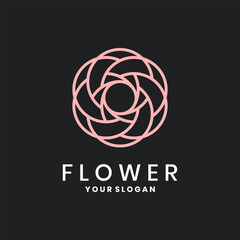 Modern flower logo with pink circular lines