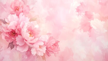 Delicate pink flowers in soft focus, creating a gentle springtime aesthetic.