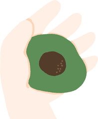 A flat vector of a hand holding a green half-moon shaped Korean rice cake, known as songpyeon, traditionally made for Chuseok.