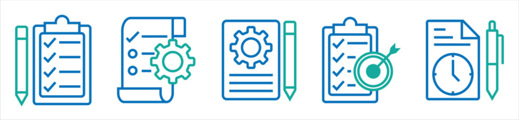 Checklist and Task Management Icons — Planning, Goals, and Productivity Outline Symbols