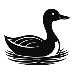 Elegant Black and White Duck Nesting Illustration for Nature and Wildlife Designs Projects