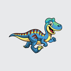 Cute Edmontosaurus Dinosaur isolated cartoon illustration with light background