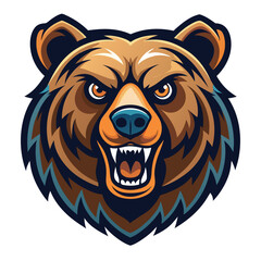 Angry brown bear head graphic