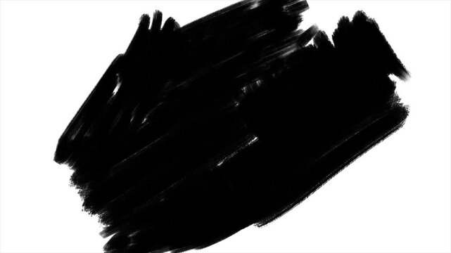 Animation of brush stroke black and white paint transition with track matte effect, brush paint concept