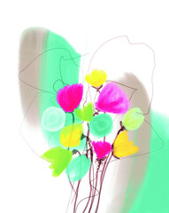 watercolor flower concept design vector with gradient texture wallpaper 