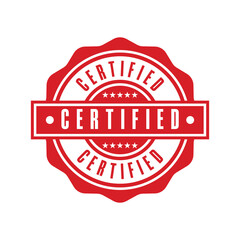 certified red badge seal logo design concept for quality assurance