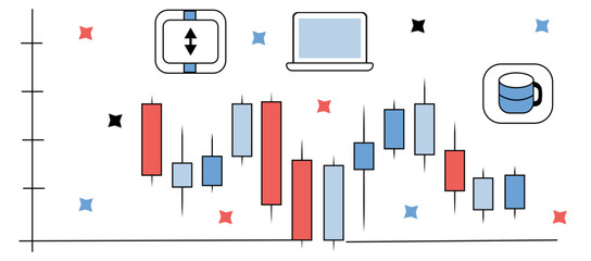 Graph Showing Profit Margin Bars With Percentage Markers and Flat Product Icons, Designed for Clean and Simple Financial Visualization