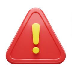 3d warning sign icon isolated on white background