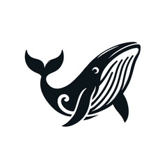 Obraz premium Whale Humpback logo icon design illustration black white