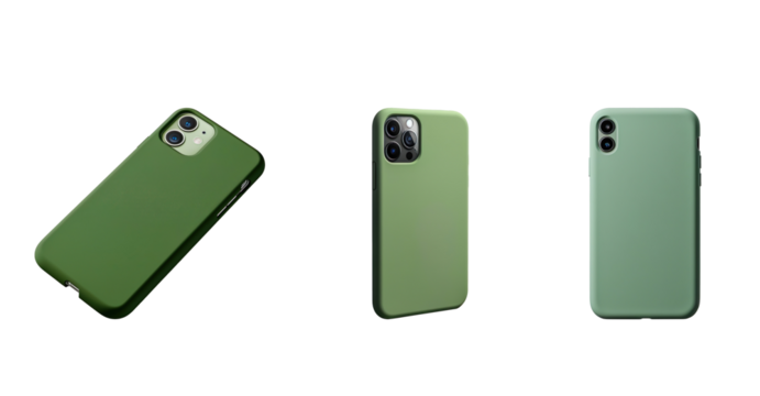 Green Smartphone Case Mockup on a transparent background - Powered by Adobe