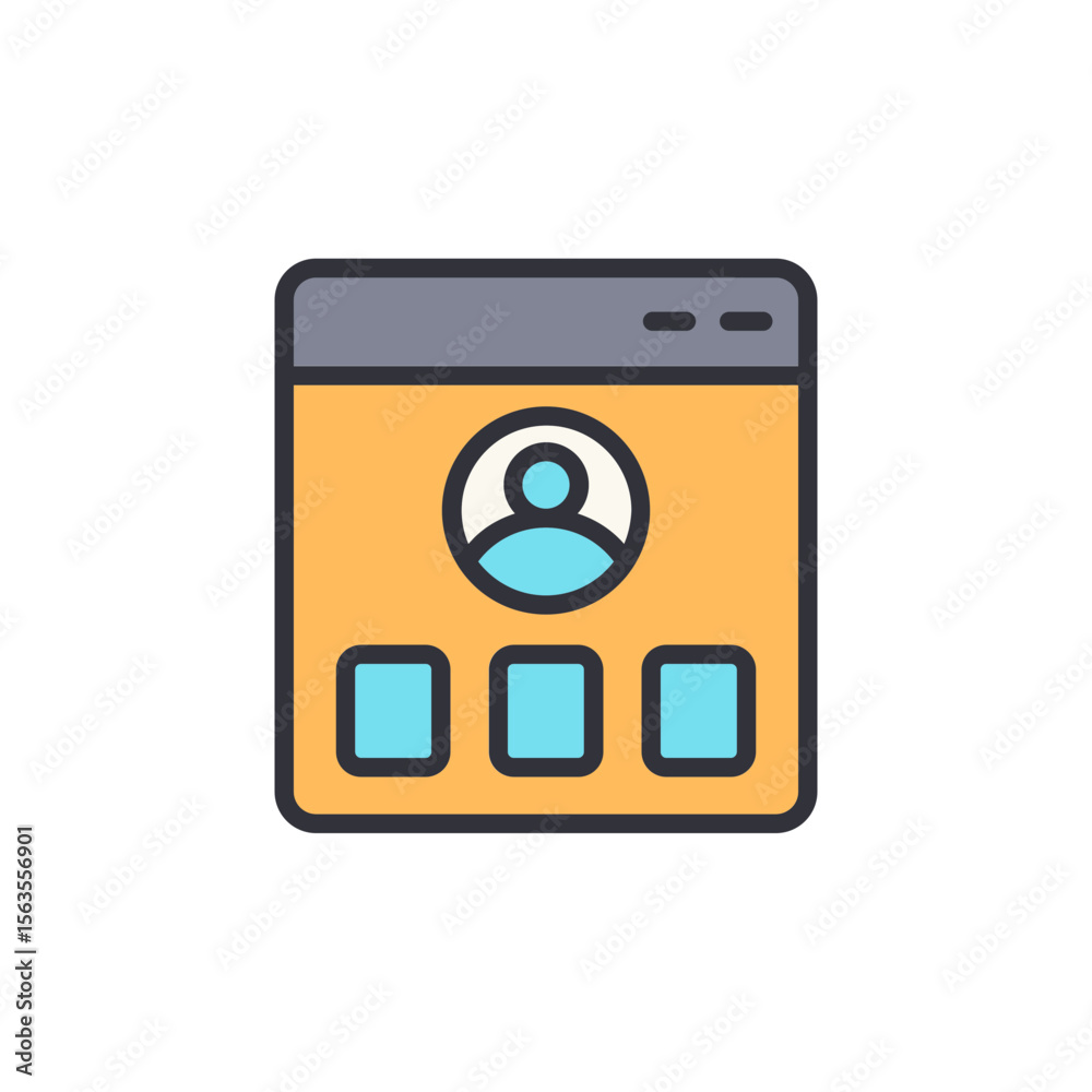Poster isolated user profile interface on a webpage for account management