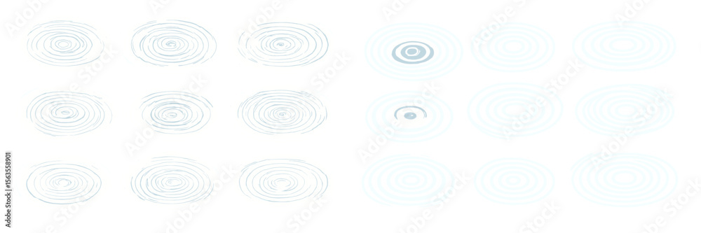 Poster patterns of concentric circles showcasing variations in design and texture for artistic analysis