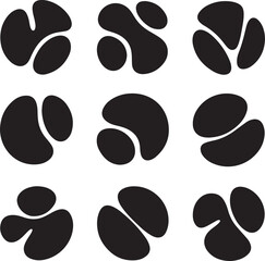 Abstract Split Blob Doodle Set with Organic Hand Drawn Shapes in Black Silhouette Style