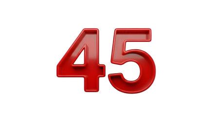 Obraz premium Red number forty five illustration graphic design shiny render isolated on black background for birthday designs