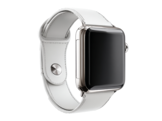 Elegant white smartwatch with modern design and sleek strap, Isolated On Transparent Background, Png Cut Out