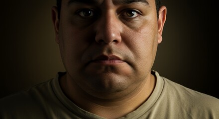 Pensive man's face, half-shadowed, reveals a somber expression and thoughtful gaze.