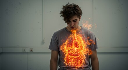 Man Feels Internal Burning Pain, Digestive System in Flames