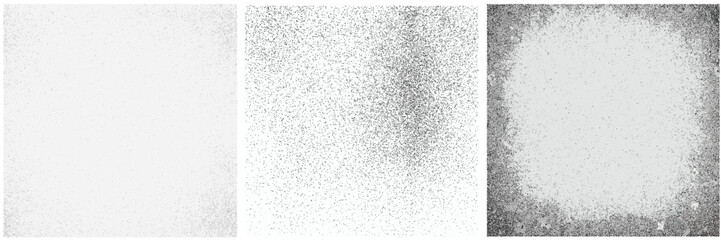 Grunge Texture Set – Distressed Halftone Grain Backgrounds with Dusty Noise and Rough Overlay Effects for Retro Design, Posters, and T-Shirt Art in Black and White Vector Style