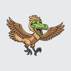 Cute Archaeopteryx isolated cartoon illustration with light background
