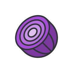 Stylized Purple Onion Half Illustration On Transparent Background