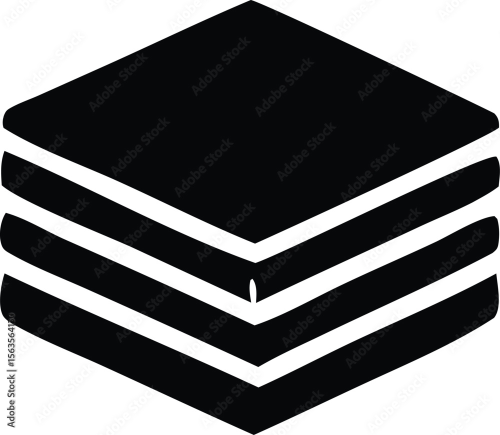 Poster abstract geometric representation of stacked layers or data blocks forming a stylized hexagonal shap
