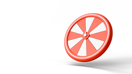 Spinning fortune wheel with copyspace on a isolated background. Fortune spinning wheel for promotion events. Business online promotion marketing entertainment risk gamble event.