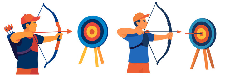 Archery practice demonstrates focus and skill with targets at a shooting range on a sunny day © Alan