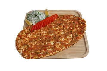 Traditional Turkish Lahmacun on White Background – Isolated Middle Eastern Flatbread