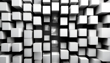 "Abstract White Cube Block Background with Random Shifts and Clean Copy Space"