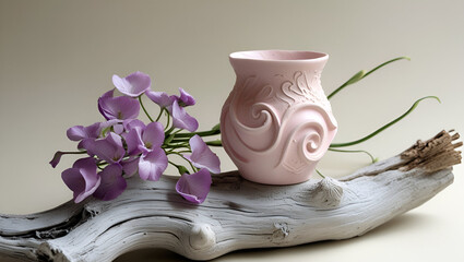 delicate blushing pink ceramic sculpture ai genrative