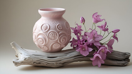 delicate blushing pink ceramic sculpture ai genrative