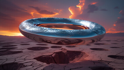 colossal highly reflective chrome torus ai genrative