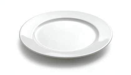 empty white plate isolated on white background