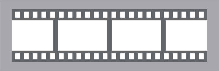 Simple Vector Film Strip Frame Template with Three Blank Panels for Movie, Photography, or Cinema Design Projects