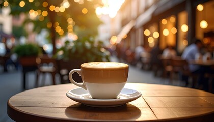 Obraz premium cup of coffee on the table of cafe