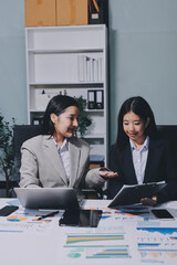 Accounting company provide finance and taxation planning for profitable cash flow, Auditor and accountant team working in office, analyze financial data and accounting record with calculator.Insight