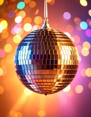 Obraz premium disco ball with disco lights bokeh background