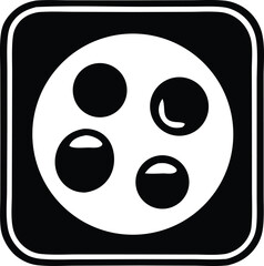 Simple black and white icon representing a film reel with four circular holes and rounded corners