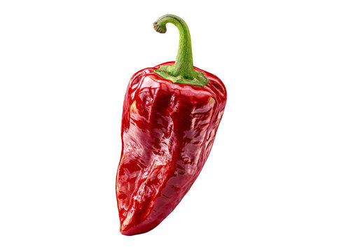 Single red rocoto pepper isolated on black background, Isolated On Transparent Background, Png Cut Out