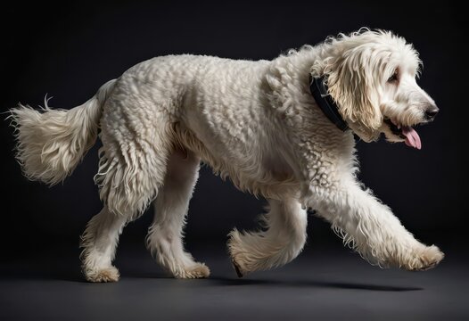 komodor dog isolated on grey neutral studio background, lovely doggy, adorable domestic puppy 5
