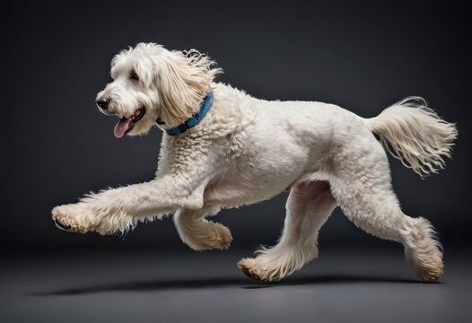 komodor dog isolated on grey neutral studio background, lovely doggy, adorable domestic puppy 7