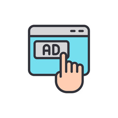 Hand Cursor Clicking An Advertisement Button In A Web Browser