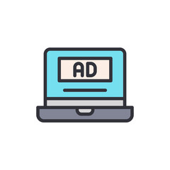 Online Advertising Illustration Showing Laptop Screen With Ad Message