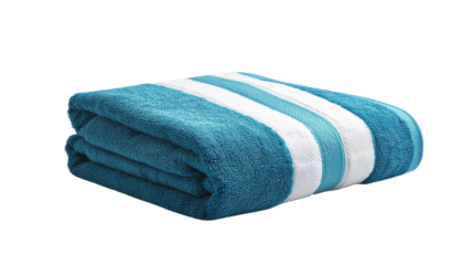Brightly colored beach towel folded neatly, waiting for a sunny day by the shore with vibrant hues ready to add comfort and style to beach outings on transparent background