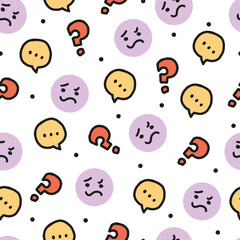 Confused Expressions Emoticon Wonder Pattern Art can be use for background. template, and apparel design